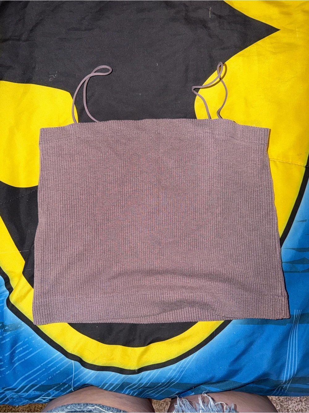 Mauve Ribbed Cropped Cami Tank Top